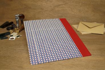 Folder for sheets of blue red geometric